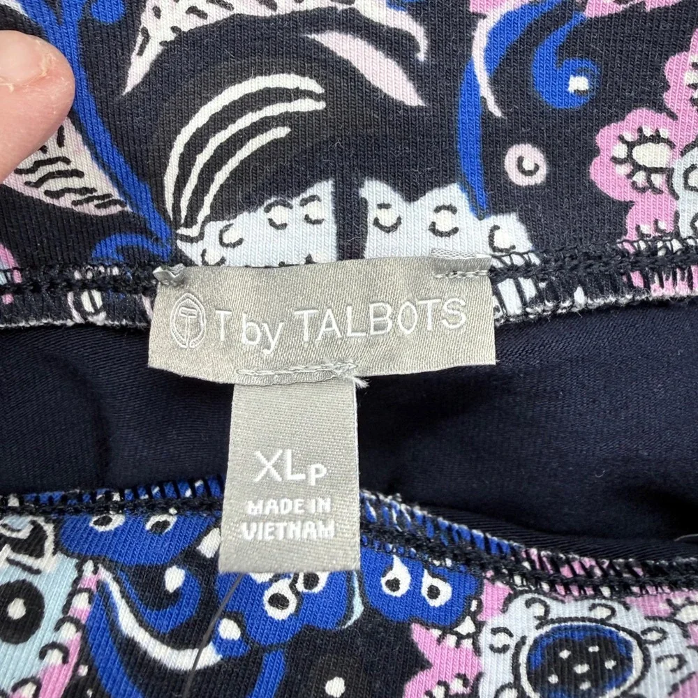Talbots Everyday Yoga Skort Women PXL Black Floral Cotton Stretch Athletic Skirt